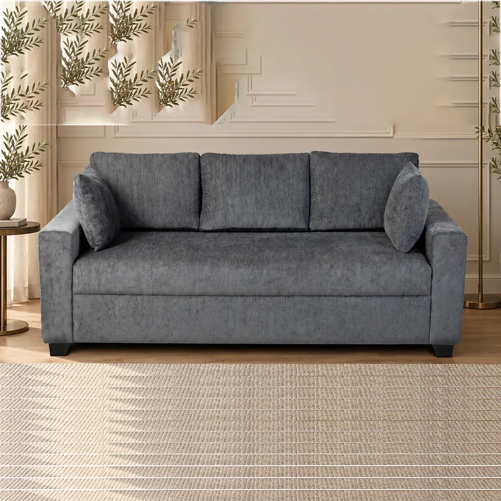 3 Seater Sofas Mintwud Bingo Fabric Sofa Grey, 3 Seater, 2 Cushions