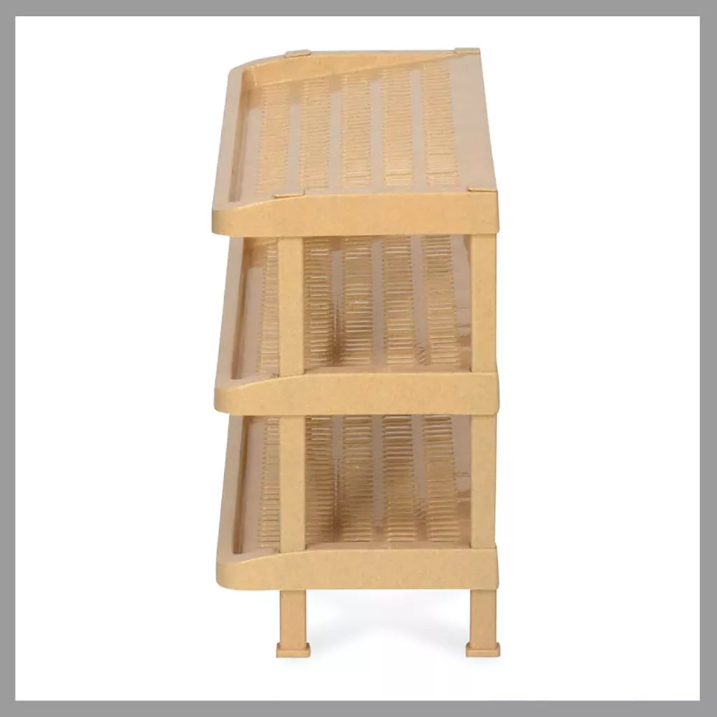 Rack for Storage - Nilkamal MultiRack3 3-Shelf Plastic Shoe Rack Marble Beige