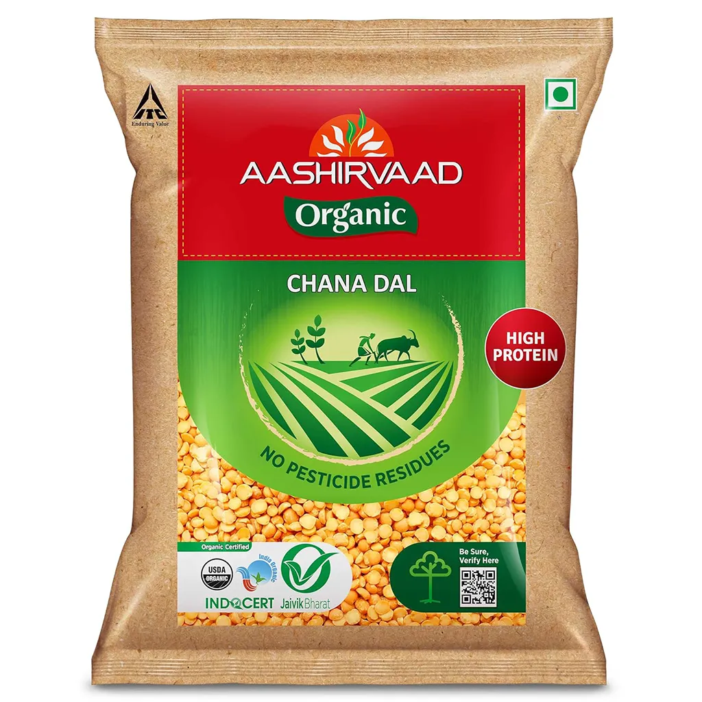 Aashirvaad Organic Chana Dal 1 kg – 100% Organic Protein-Rich Pulses