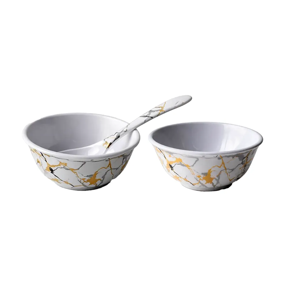 Bataniya Melamine Dinner Set, White Floral Triple-Coated 4-Piece Dinnerware