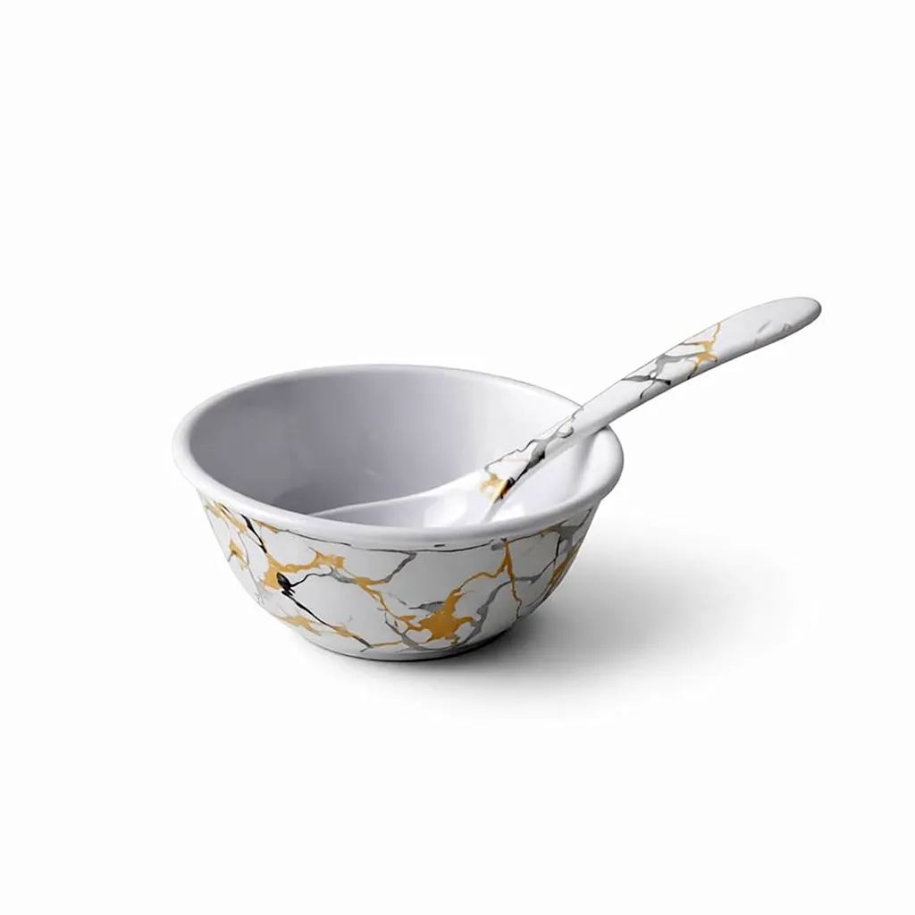 Bataniya Melamine Dinner Set, White Floral Triple-Coated 4-Piece Dinnerware
