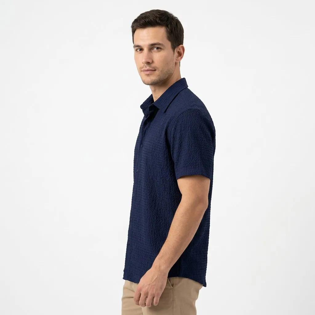 Men's Navy Blue Formal Shirt by GRECIILOOKS, Regular Fit, PolyCotton, XL