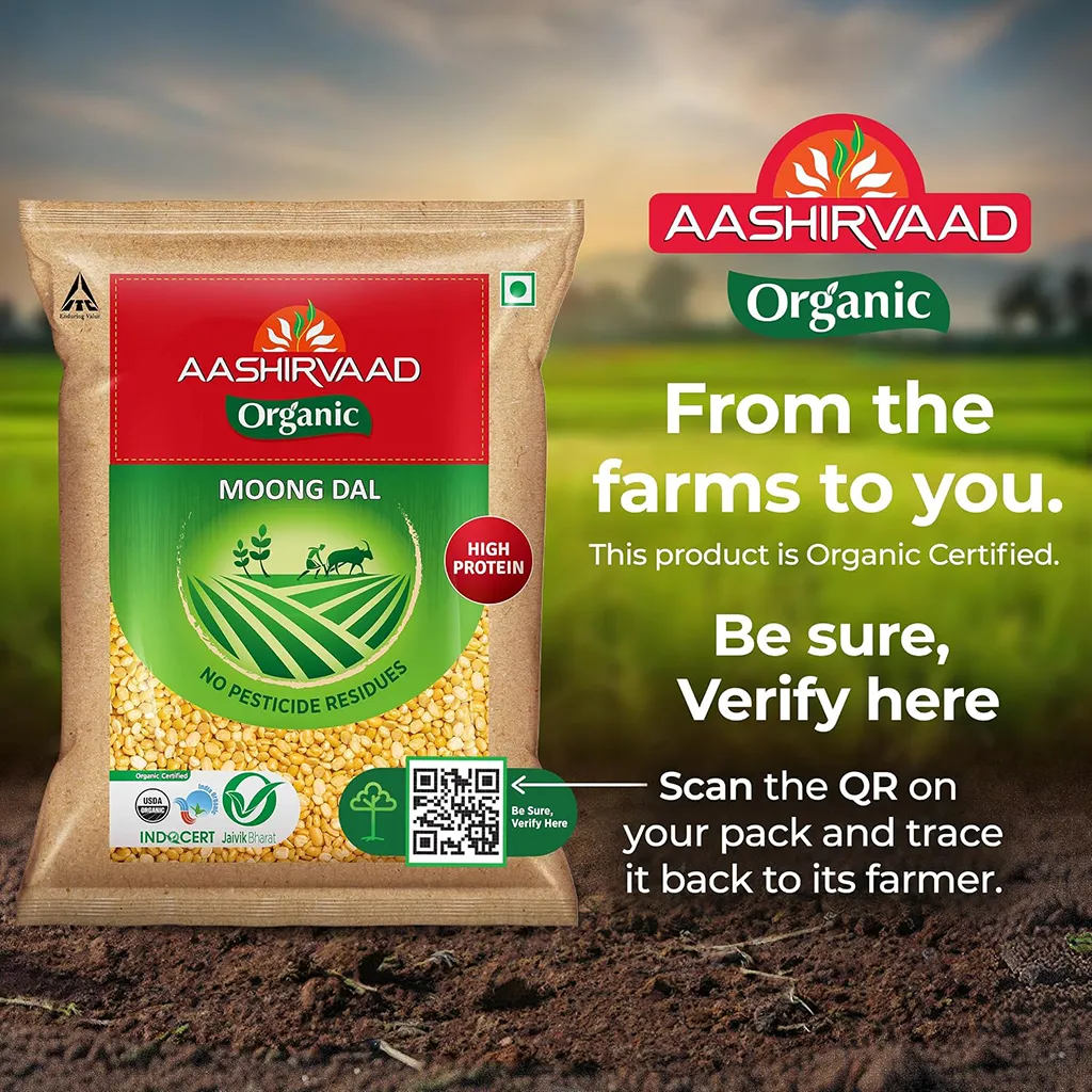 Aashirvaad Organic Chana Dal 1 kg – 100% Organic Protein-Rich Pulses