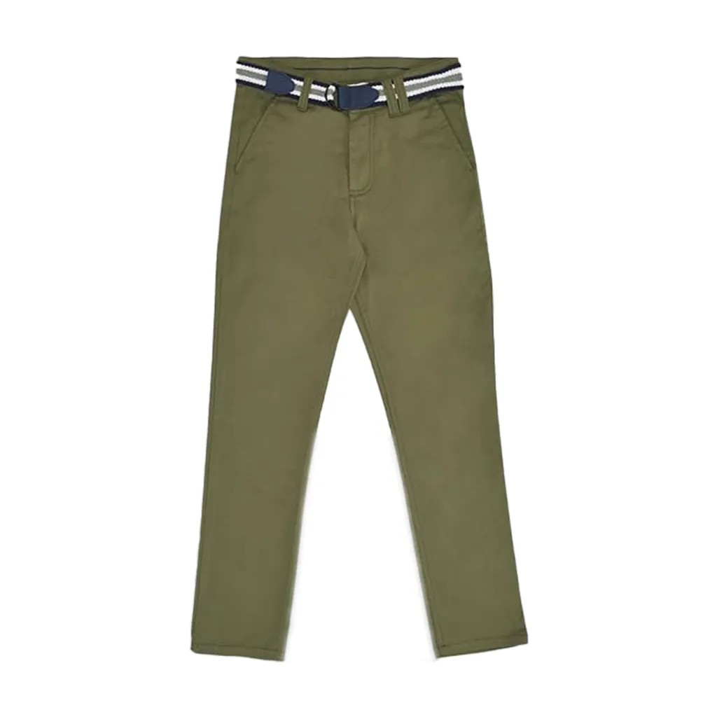 Pantaloons Junior Boys Cotton Trousers, Deep Olive, Regular Fit, Size 9–10 Years
