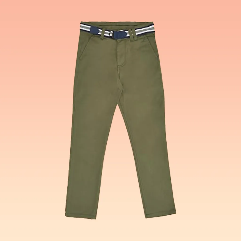 Pantaloons Junior Boys Cotton Trousers, Deep Olive, Regular Fit, Size 9–10 Years