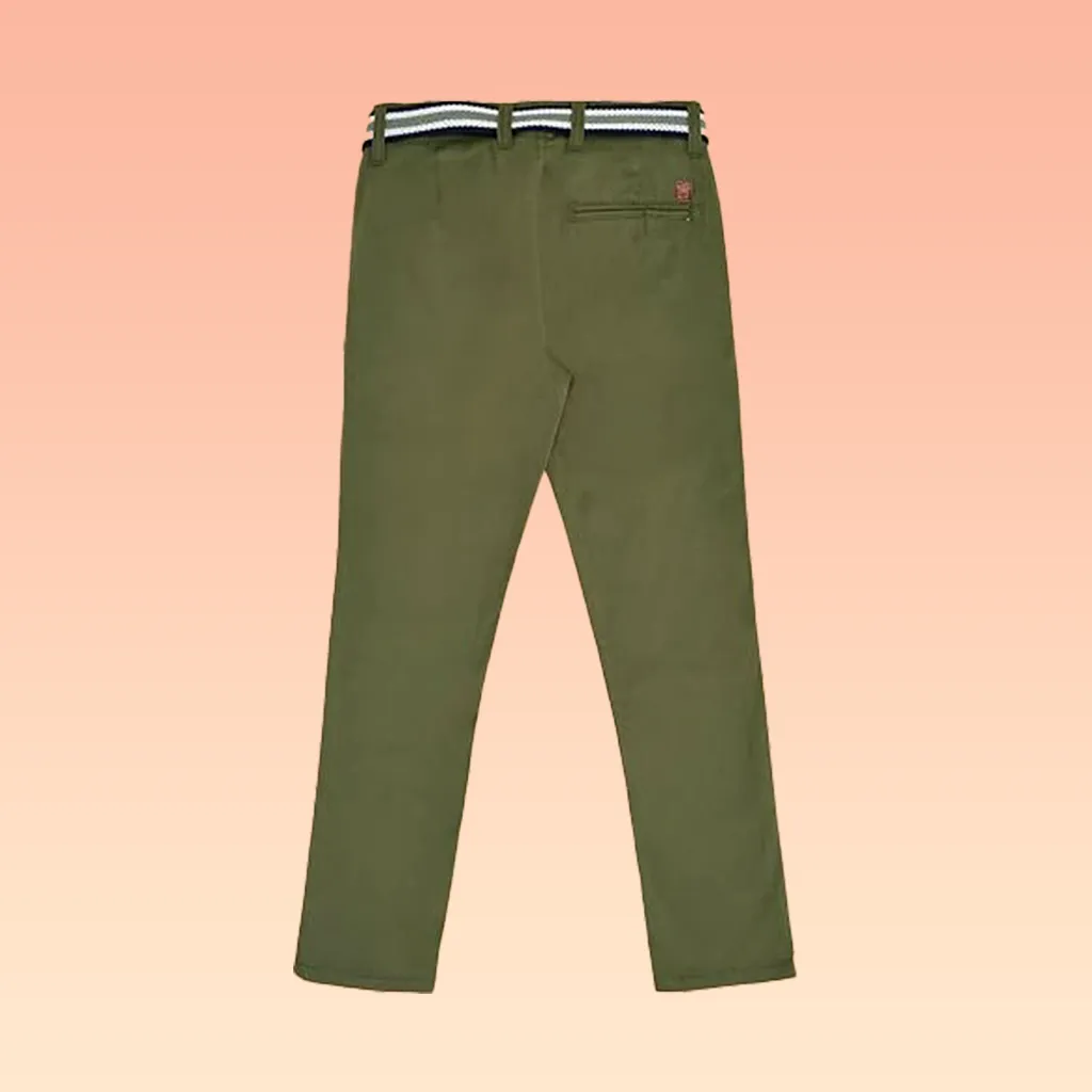 Pantaloons Junior Boys Cotton Trousers, Deep Olive, Regular Fit, Size 9–10 Years