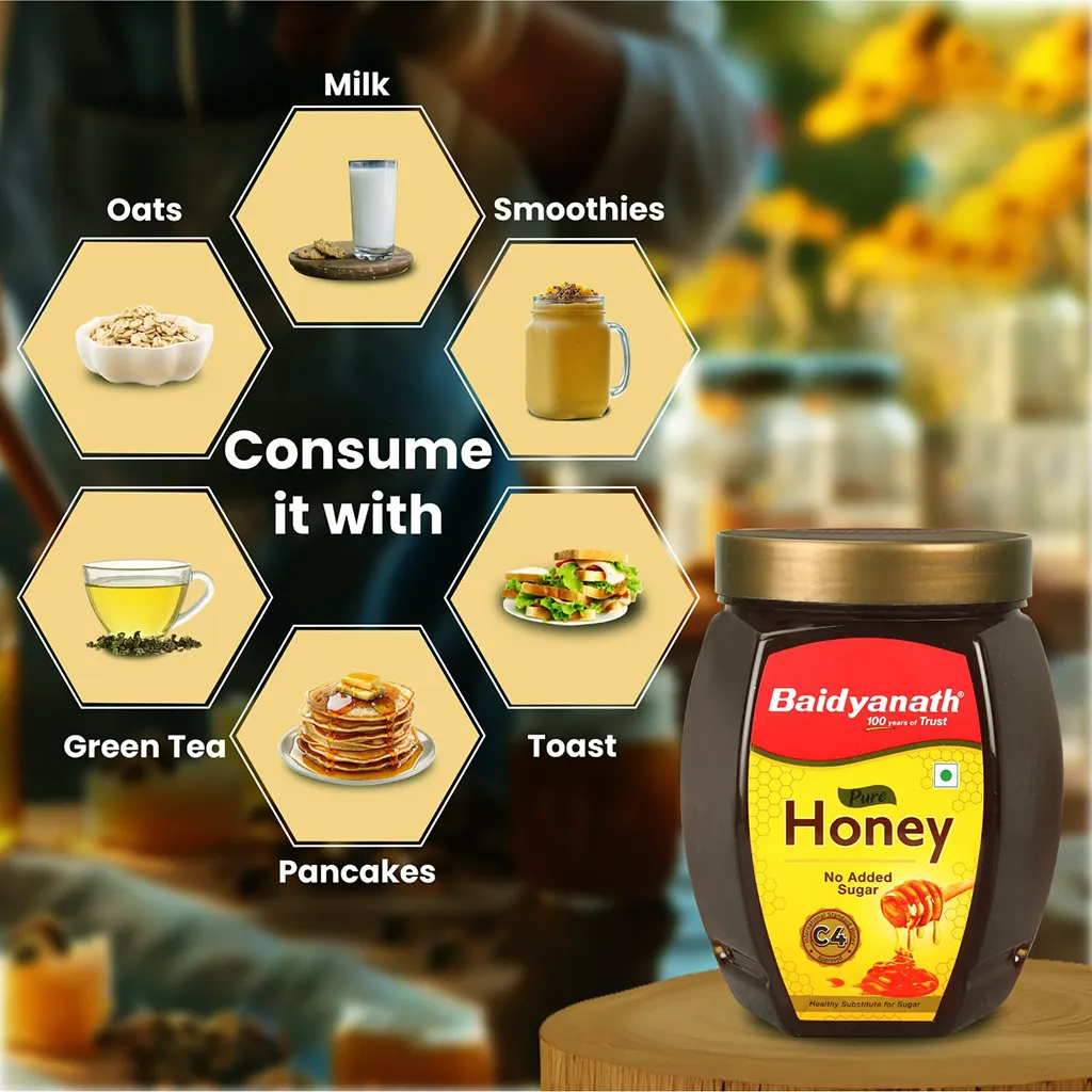 Baidyanath Ayurved Pure Honey 1kg Jar No Added Sugar Natural Immunity Booster