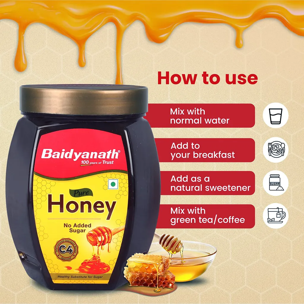 Baidyanath Ayurved Pure Honey 1kg Jar No Added Sugar Natural Immunity Booster