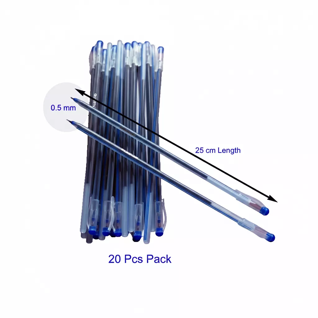 Ball Pen Blue Star 25cm 20pcs Pack - Smooth Writing & Multi Colors