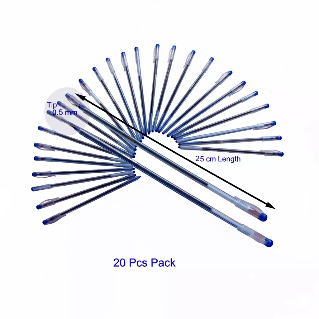 Ball Pen Blue Star 25cm 20pcs Pack - Smooth Writing & Multi Colors