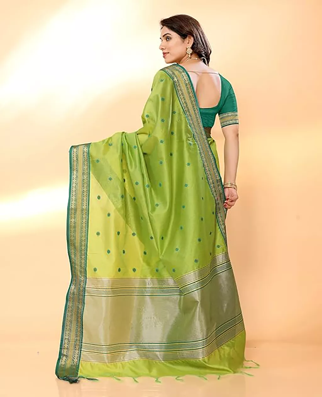Party Wear Saree Cotton Silk Jacquard Border