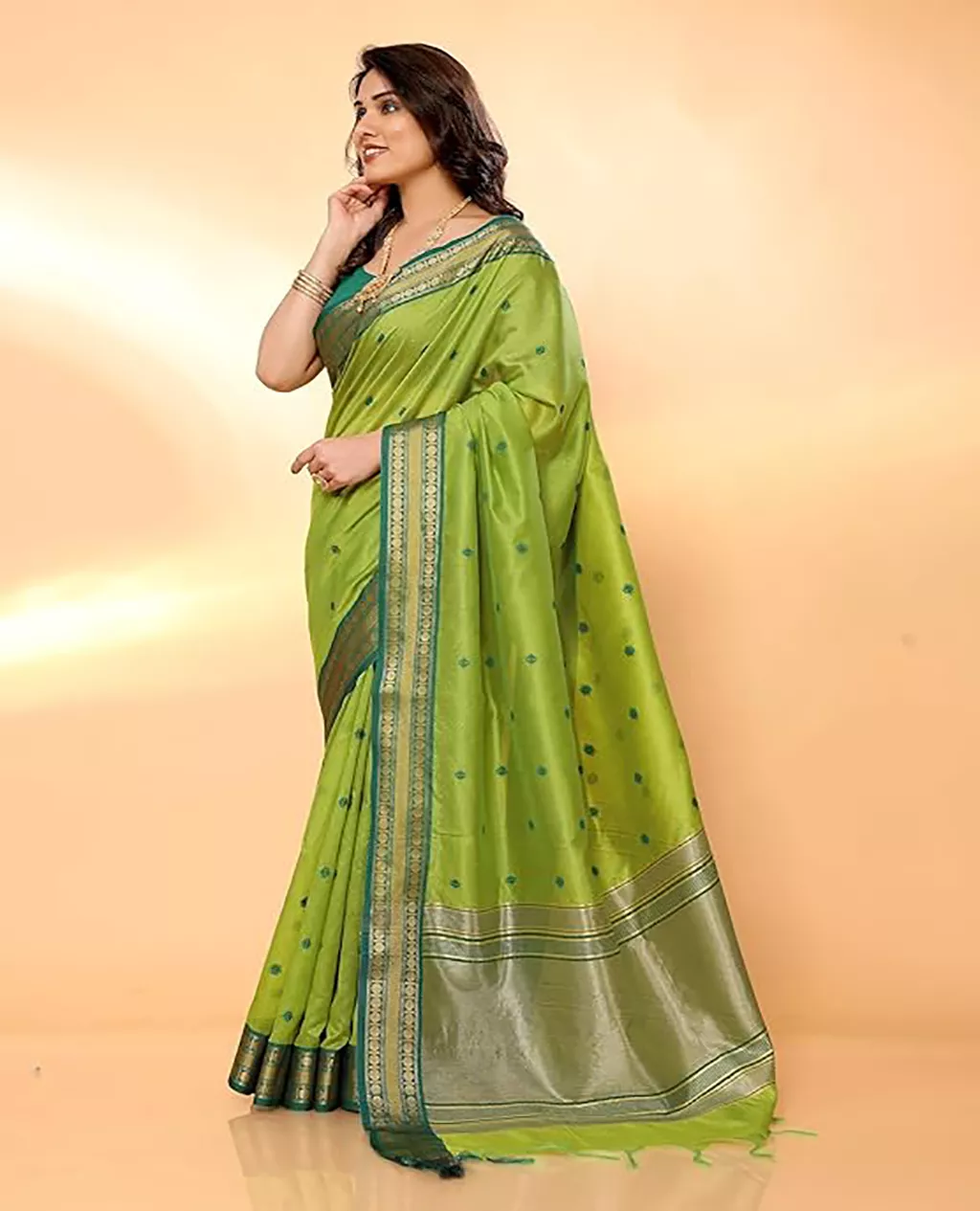 Party Wear Saree Cotton Silk Jacquard Border