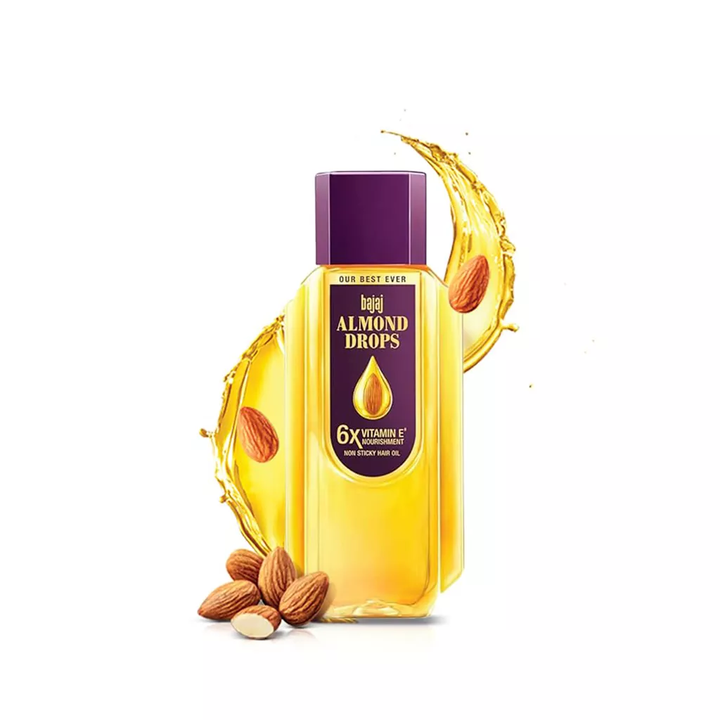 Almond Hair Oil - Bajaj Almond Drops 285ml, 6X Vitamin E, Hair Fall Control