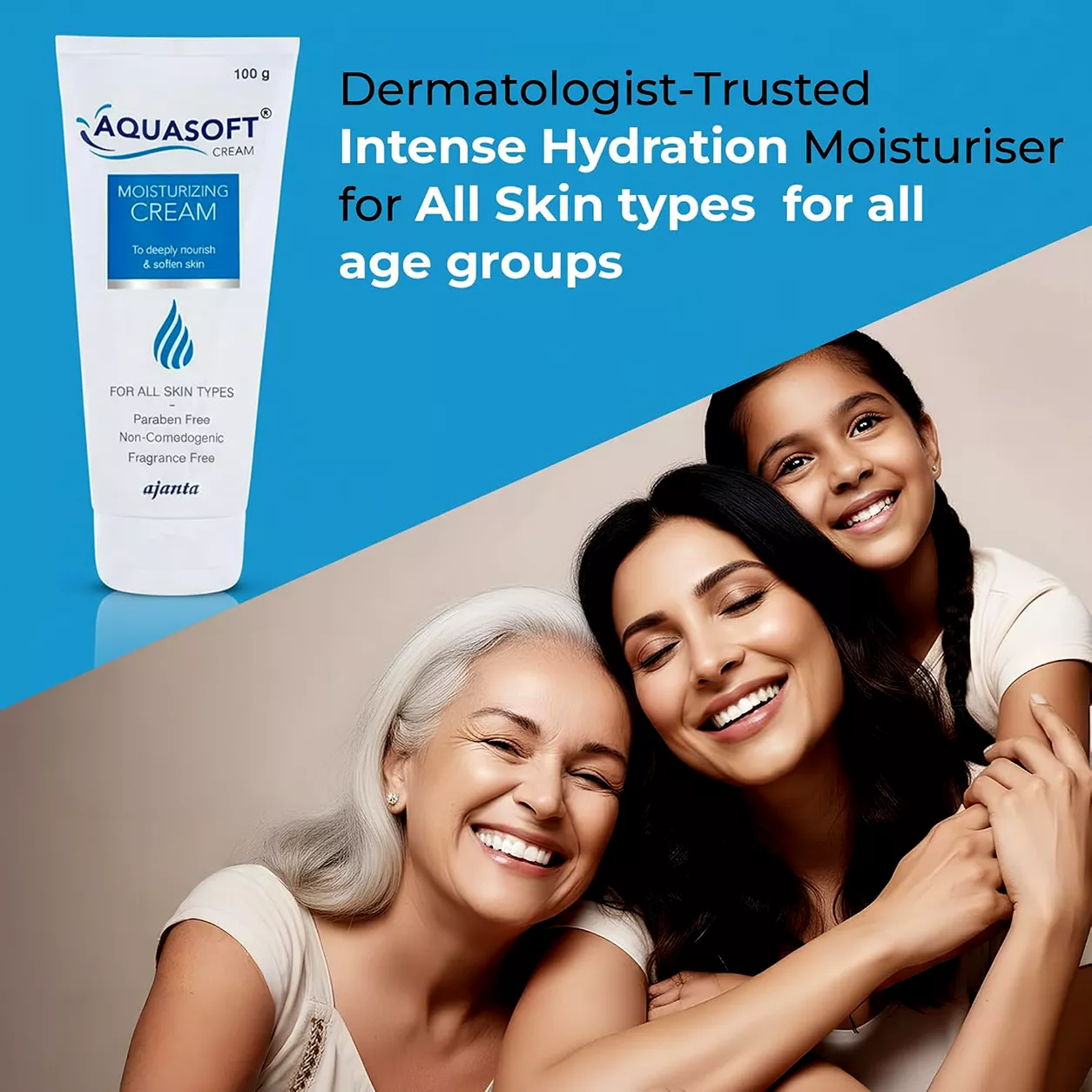 Natural Skin Moisturizer AQUASOFT Moisturising Cream 150g | 1 Pack