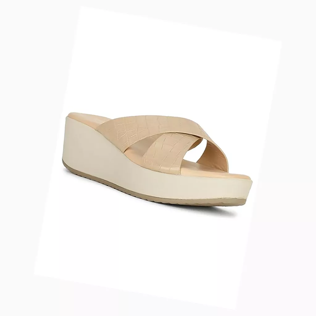 Bata Women's Platform Heel Sandal – Casual Lace-Up Open Toe, Beige, Size 6 UK