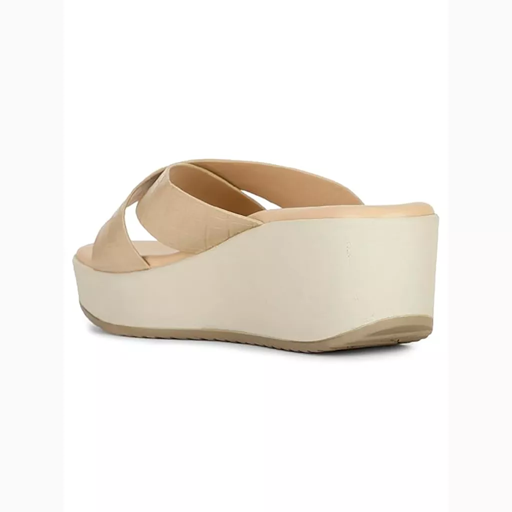 Bata Women's Platform Heel Sandal – Casual Lace-Up Open Toe, Beige, Size 6 UK