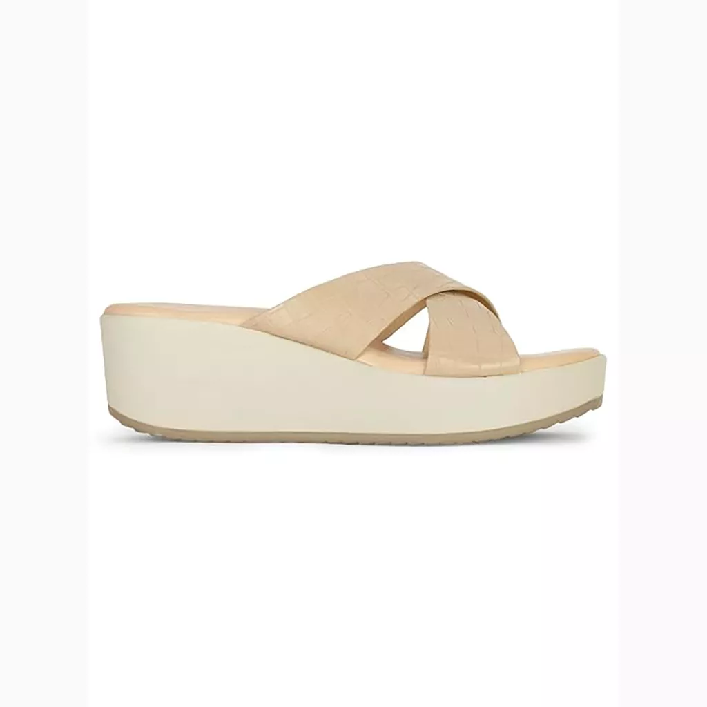 Bata Women's Platform Heel Sandal – Casual Lace-Up Open Toe, Beige, Size 6 UK