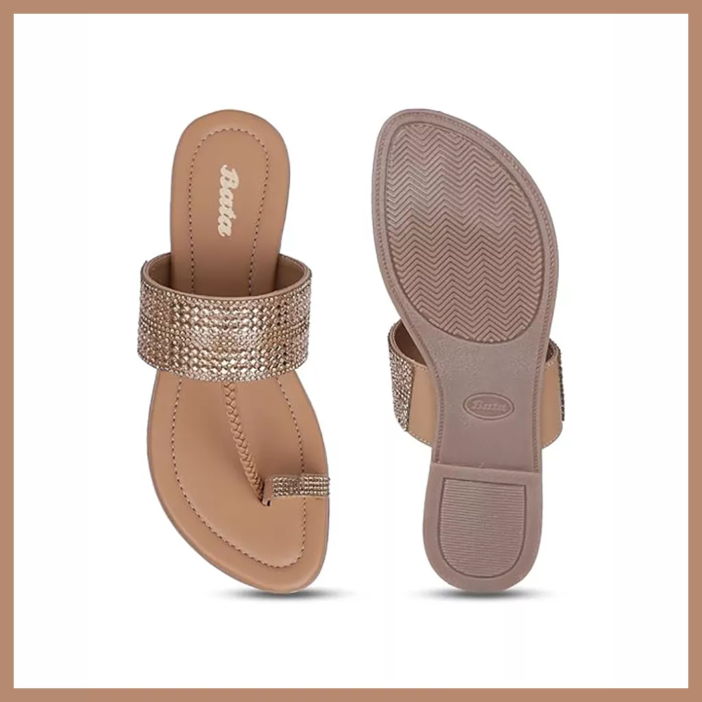 Bata Women's Slip-On Sandal Casual Flat Open Toe Tan Size 6 UK