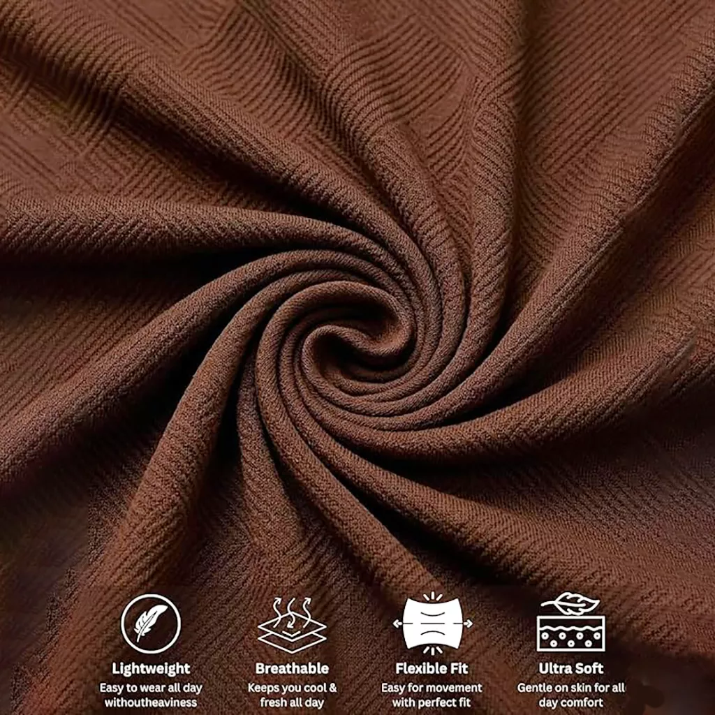 Casual Shirts for Men - Leriya Brown Textured Cuban Collar Half Sleeve Shirt, XL