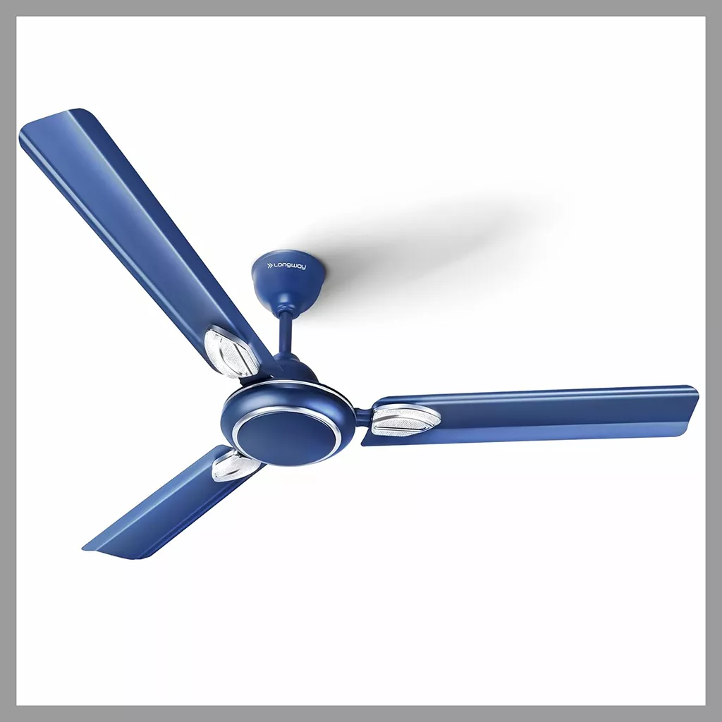 Ceiling Fan for Bedroom LONGWAY Kiger P1 1200mm 50W Silver Blue
