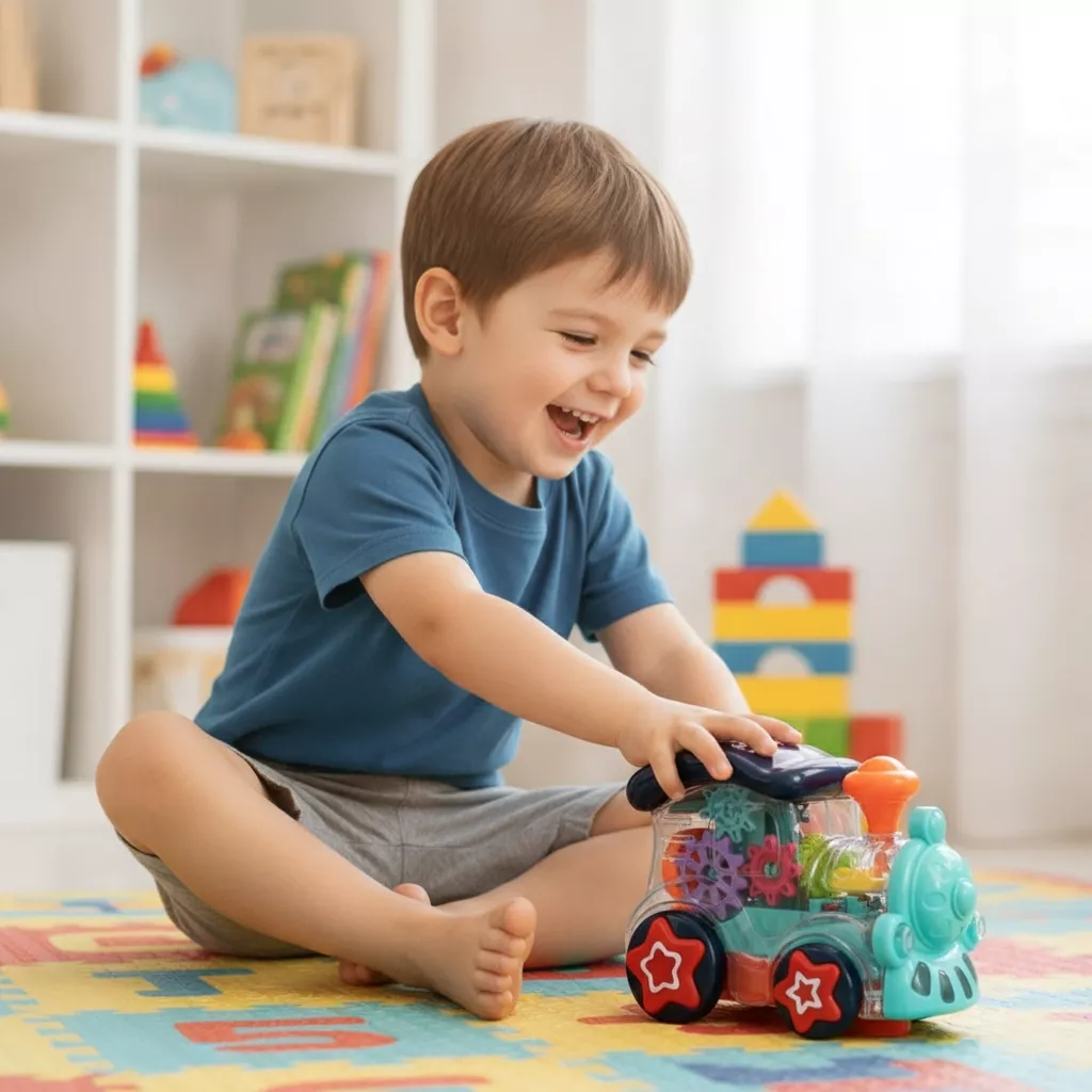 Children Toy Train - Transparent Gear Engine with Lights, Music, 1 Piece