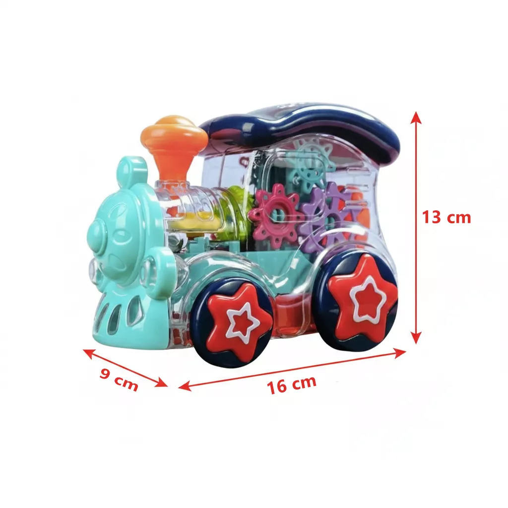 Children Toy Train - Transparent Gear Engine with Lights, Music, 1 Piece