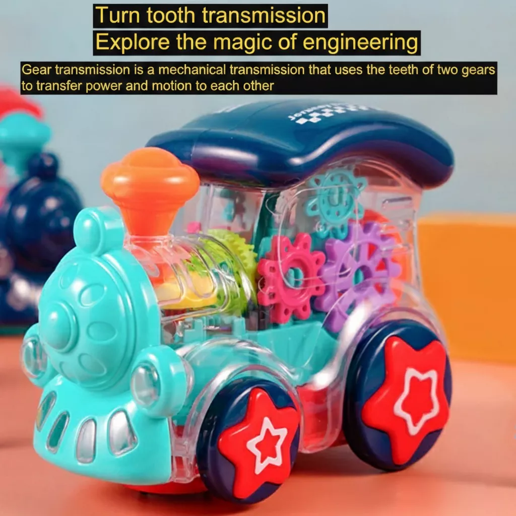 Children Toy Train - Transparent Gear Engine with Lights, Music, 1 Piece