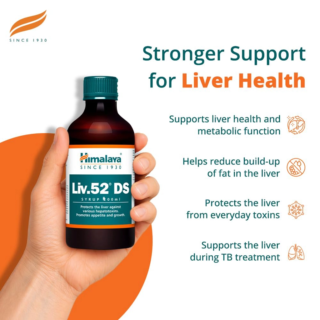 Himalaya Liv 52 DS Syrup Sugar Free 100ml Liver Care Supplement Pack of 1