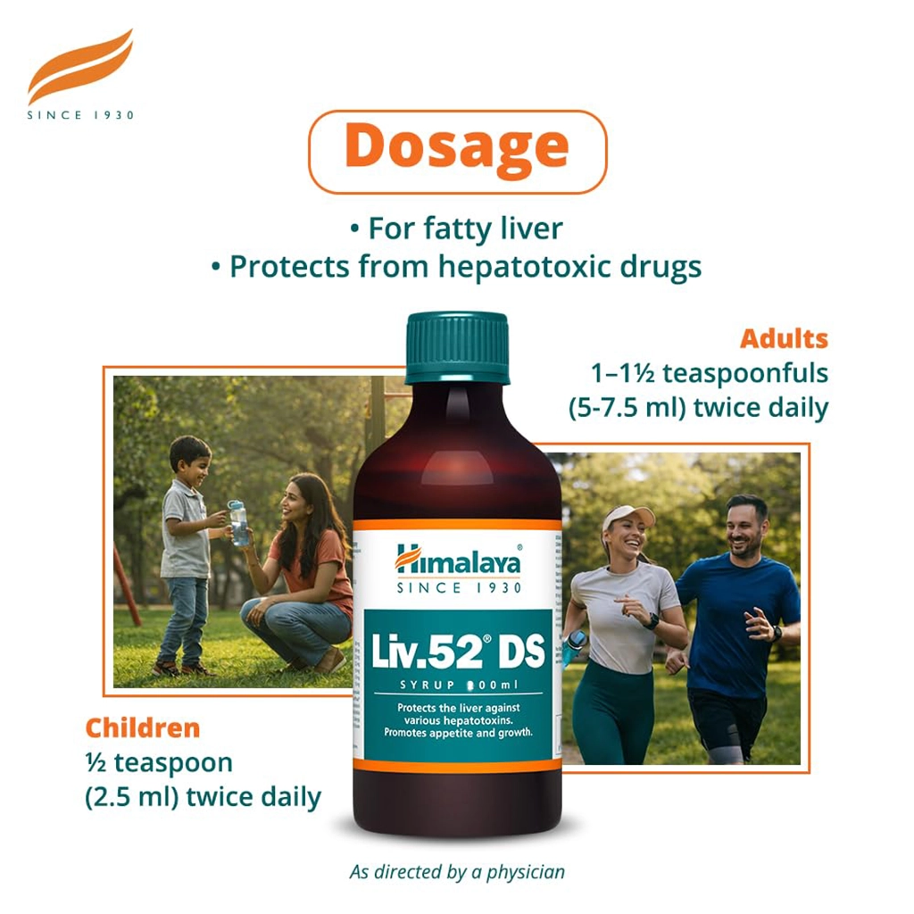 Himalaya Liv 52 DS Syrup Sugar Free 100ml Liver Care Supplement Pack of 1