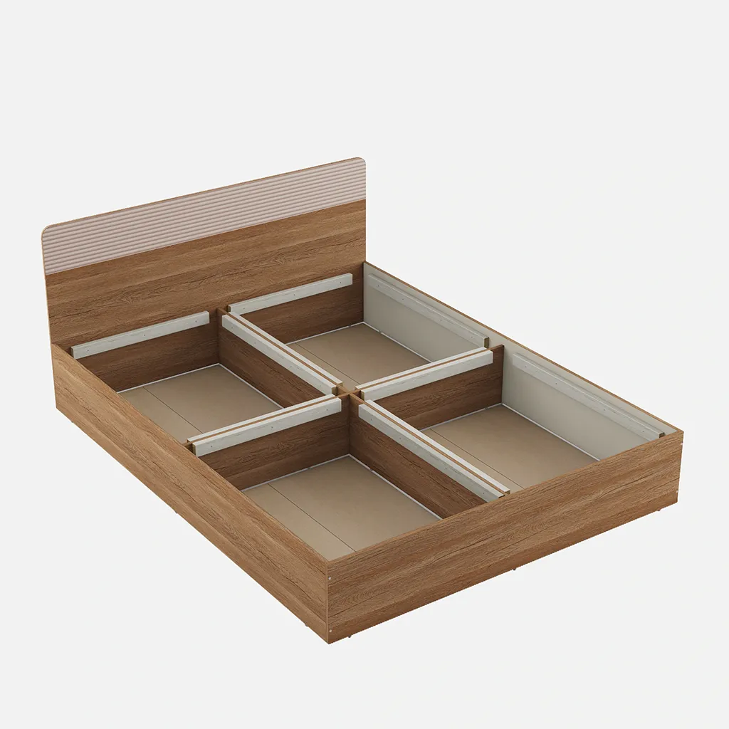 King Size Bed with Box Storage, Spacewood Kosmo Noah, Engineered Wood, 78x72 Inch Mattress
