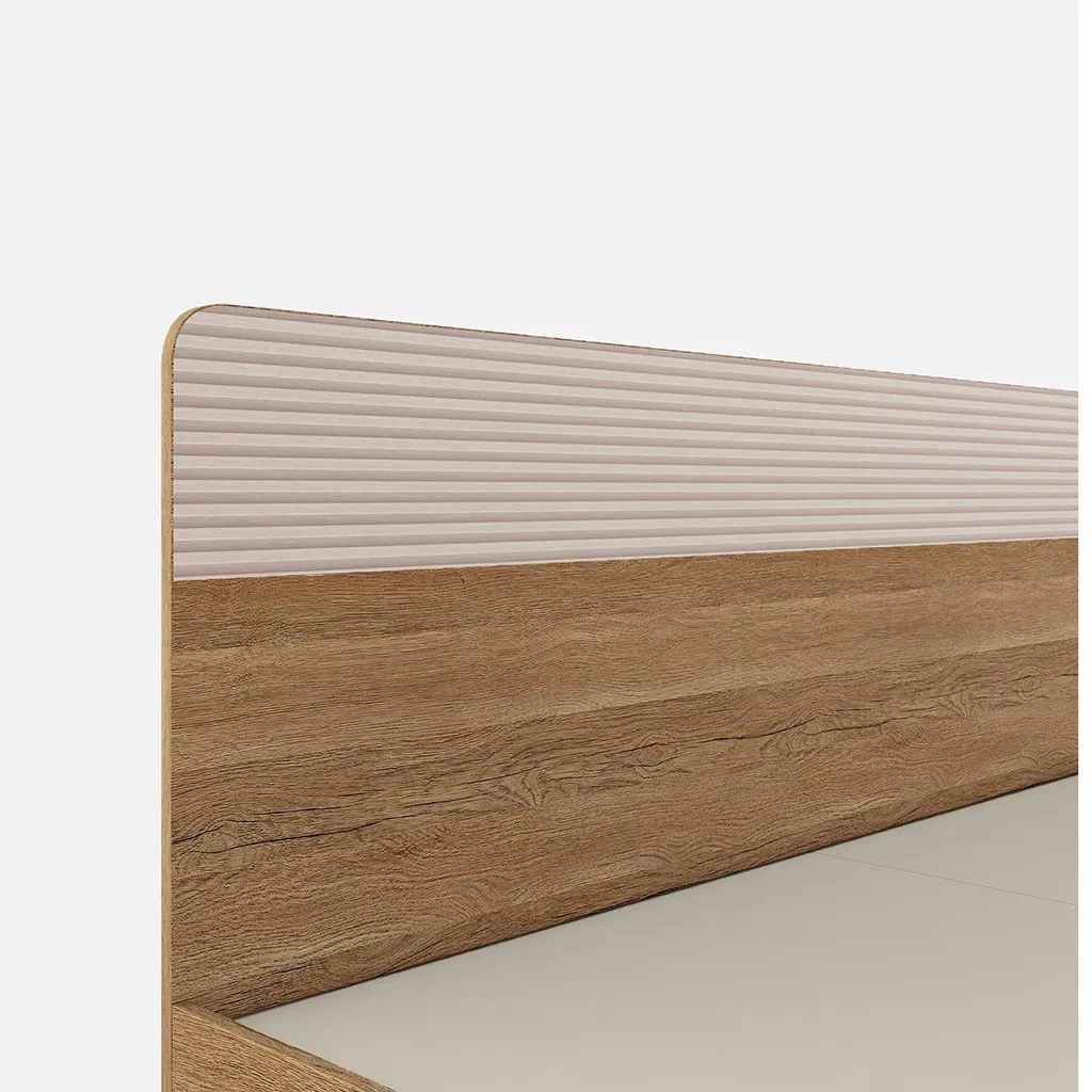 King Size Bed with Box Storage, Spacewood Kosmo Noah, Engineered Wood, 78x72 Inch Mattress