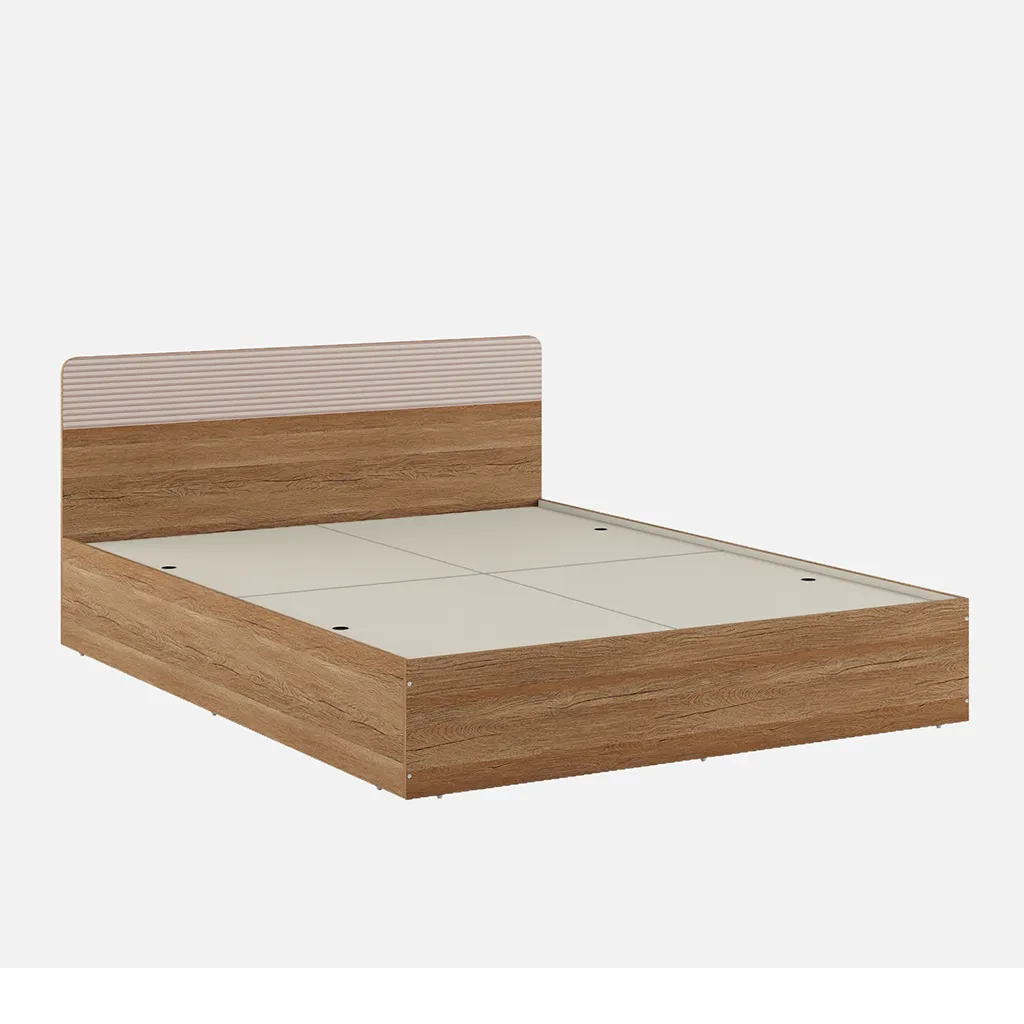 King Size Bed with Box Storage, Spacewood Kosmo Noah, Engineered Wood, 78x72 Inch Mattress