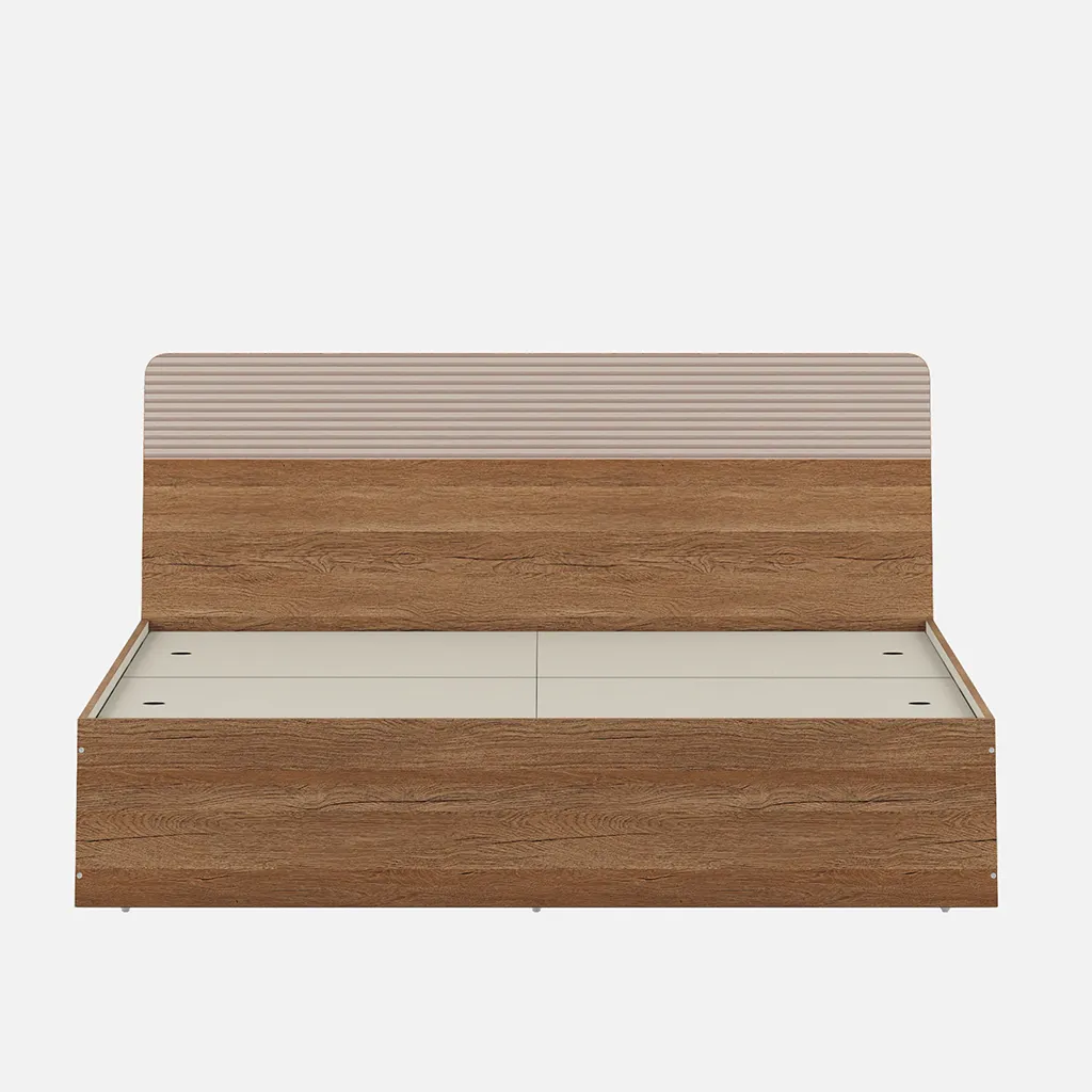 King Size Bed with Box Storage, Spacewood Kosmo Noah, Engineered Wood, 78x72 Inch Mattress