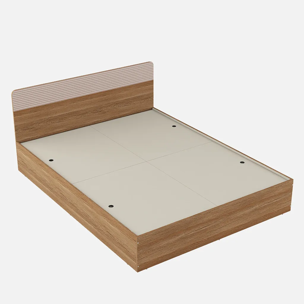 King Size Bed with Box Storage, Spacewood Kosmo Noah, Engineered Wood, 78x72 Inch Mattress