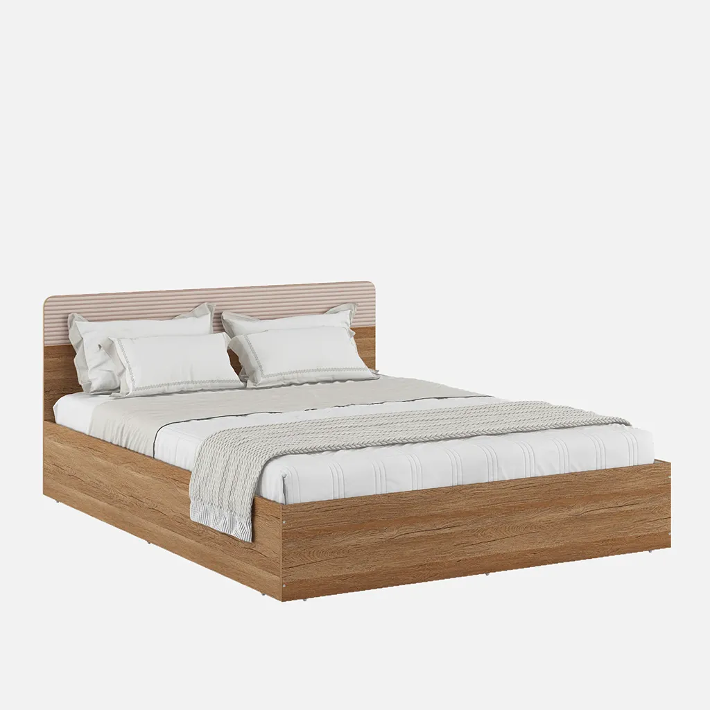 King Size Bed with Box Storage, Spacewood Kosmo Noah, Engineered Wood, 78x72 Inch Mattress