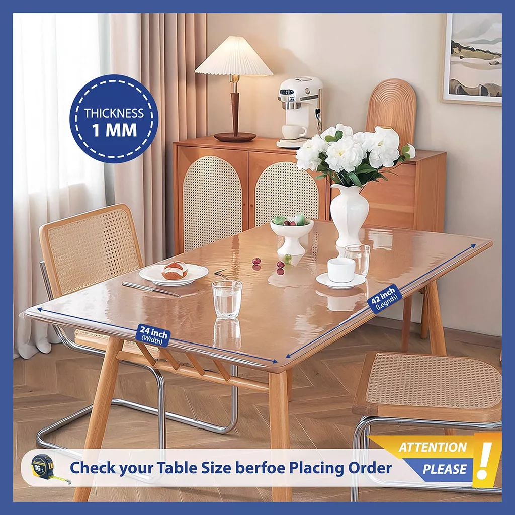 Transparent PVC Table Cover NABAAT 24x36 Inch, 1mm Waterproof Protector
