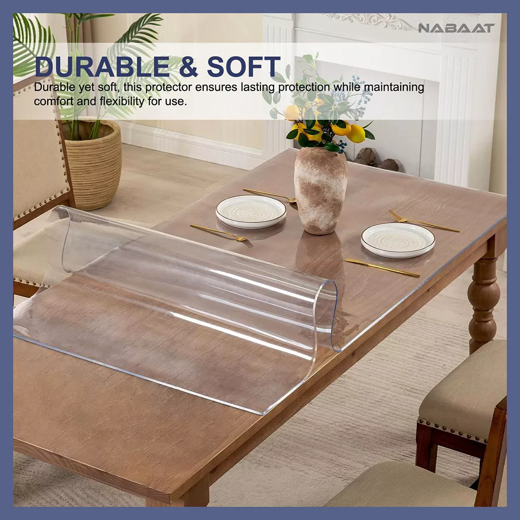 Transparent PVC Table Cover NABAAT 24x36 Inch, 1mm Waterproof Protector