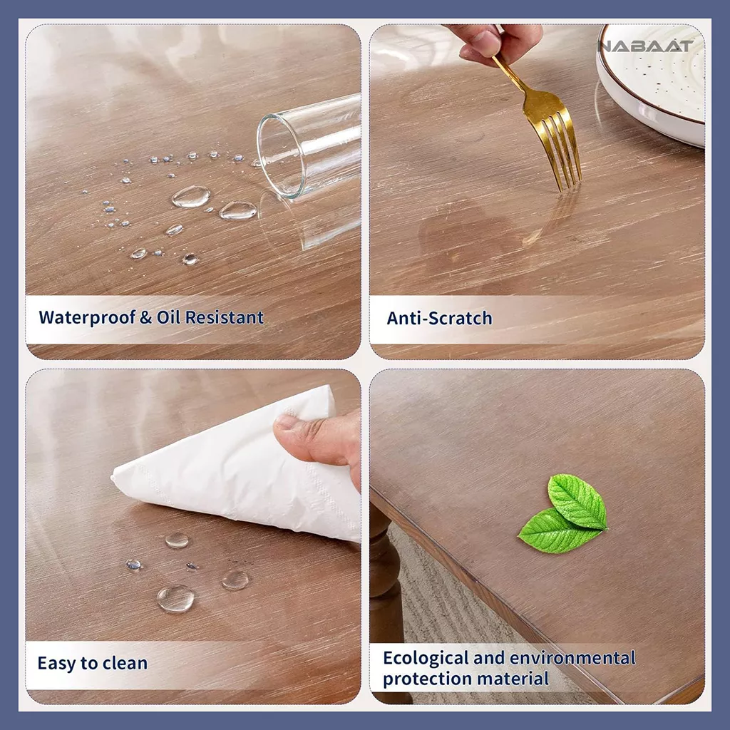 Transparent PVC Table Cover NABAAT 24x36 Inch, 1mm Waterproof Protector