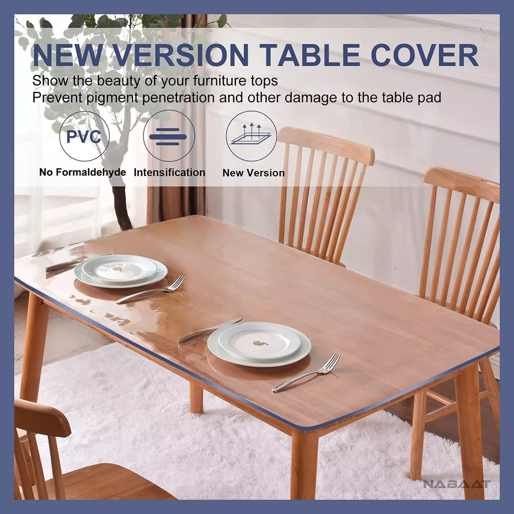 Transparent PVC Table Cover NABAAT 24x36 Inch, 1mm Waterproof Protector