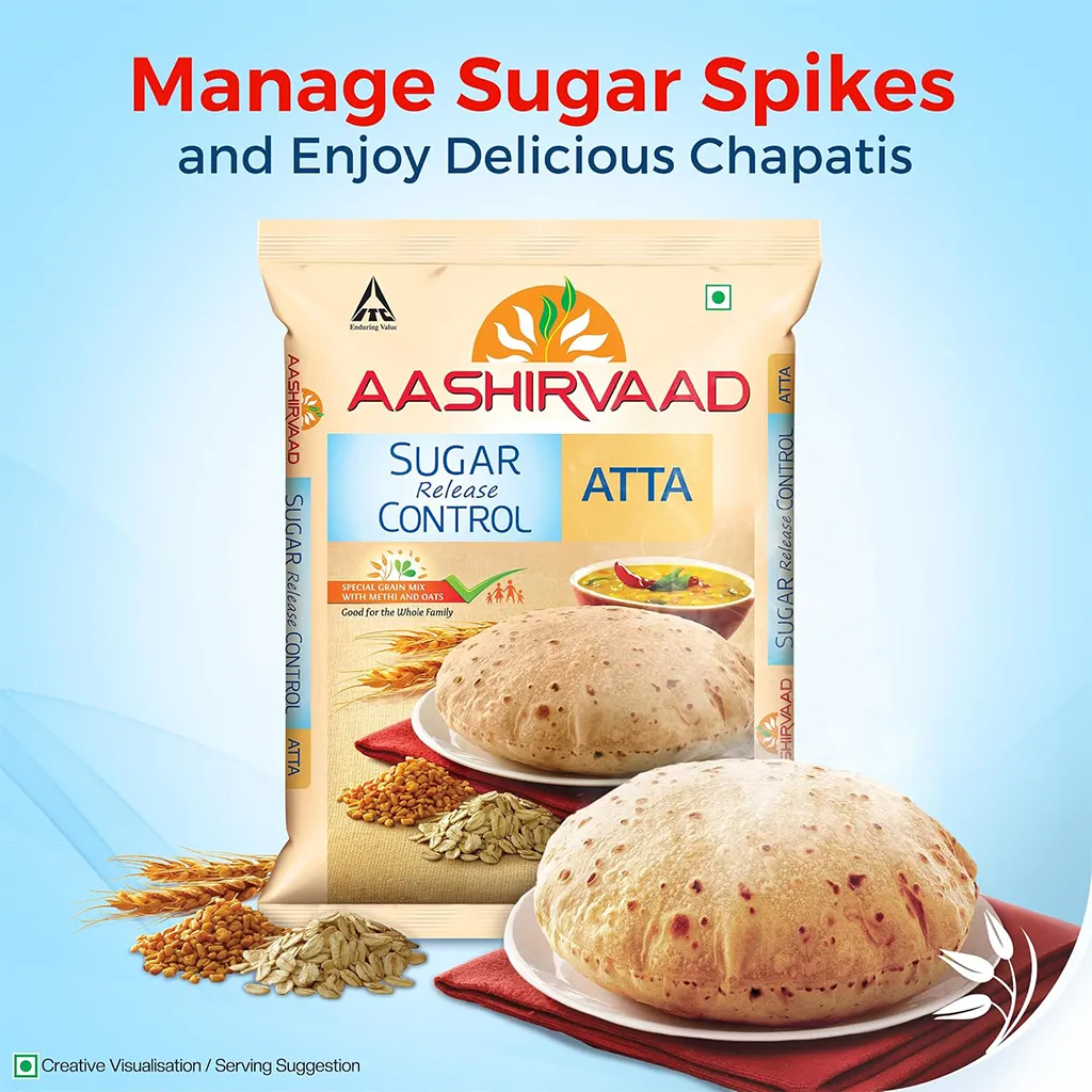Aashirvaad Sugar Release Control Atta - Low GI Wheat Flour, 5 kg Pack of 1
