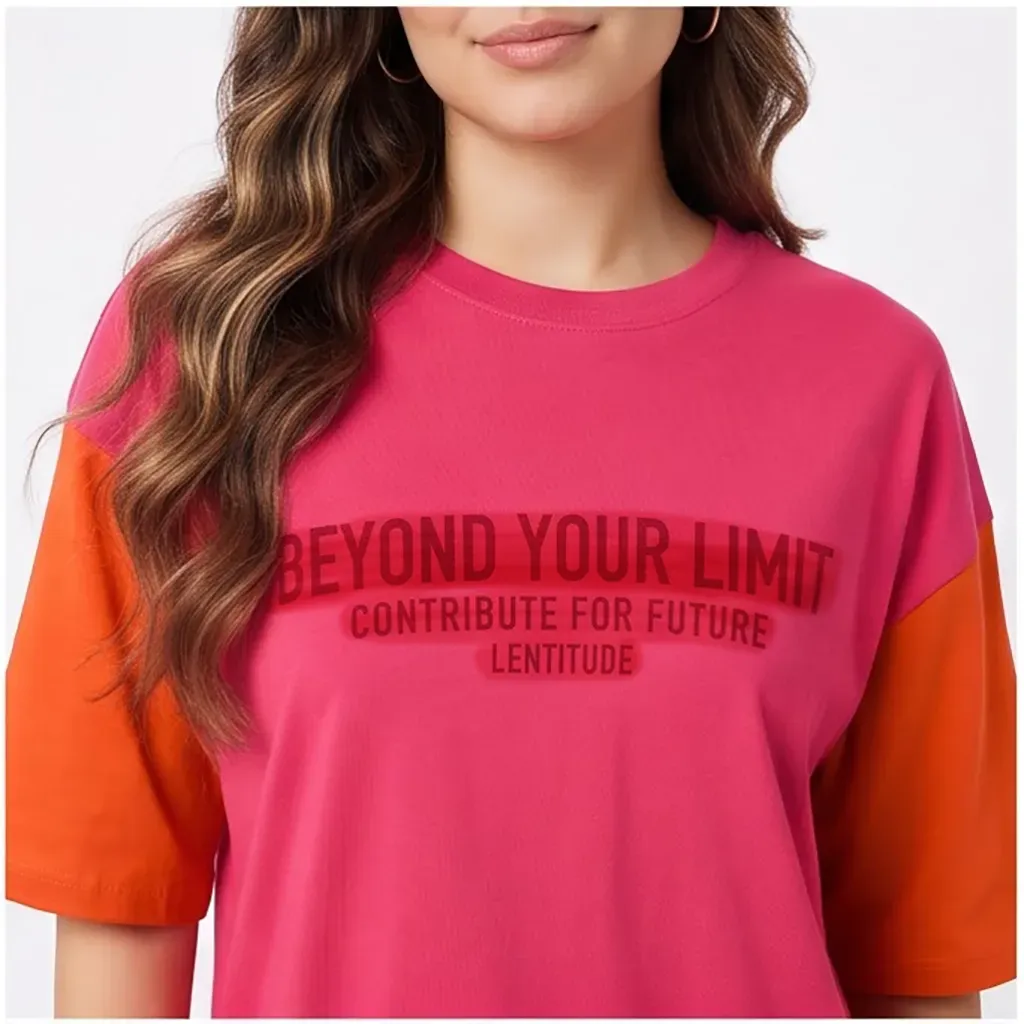 LEOTUDE Women's Oversized T-Shirt Pink Printed Cotton Blend Half Sleeve XL
