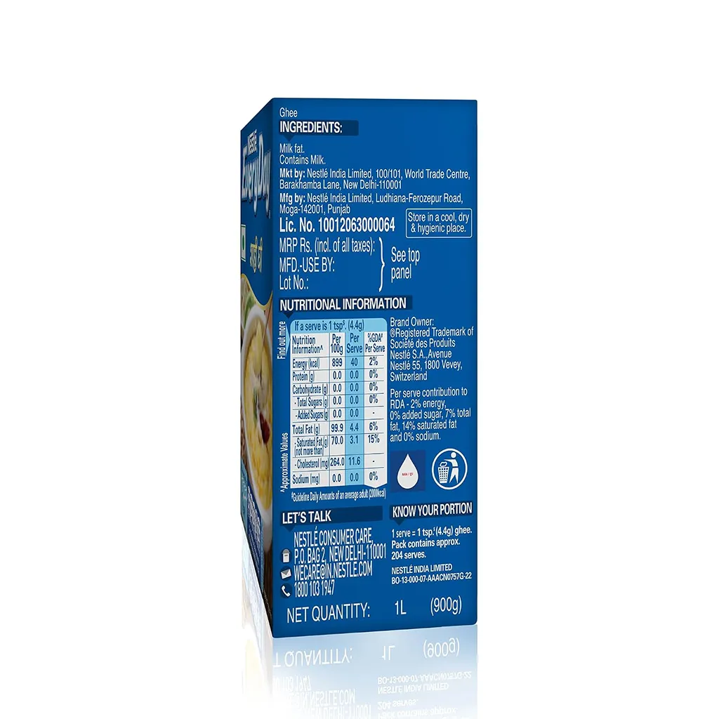 Nestlé EVERYDAY Shahi Ghee 1 L Pure Milk Fat for Cooking and Sweets