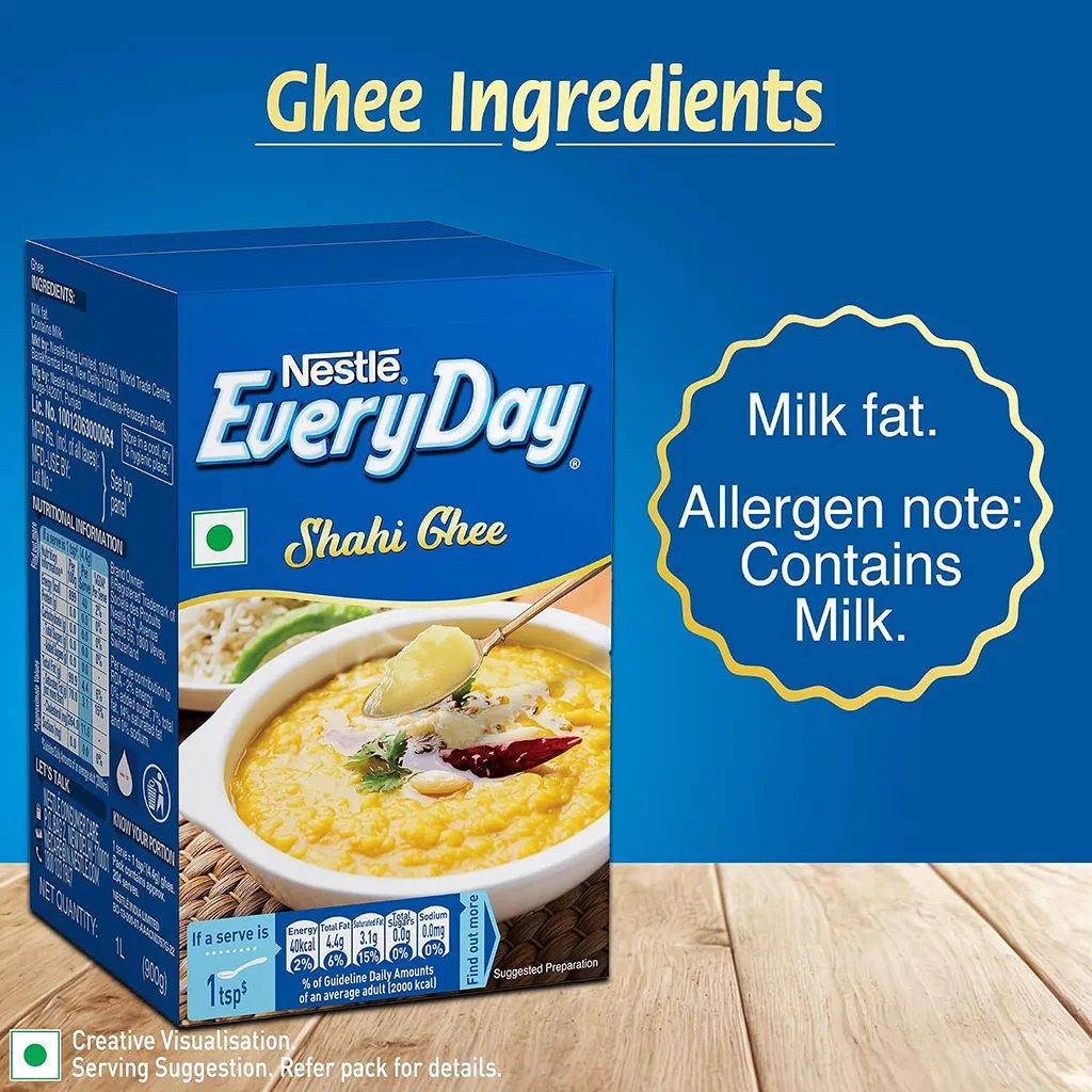 Nestlé EVERYDAY Shahi Ghee 1 L Pure Milk Fat for Cooking and Sweets