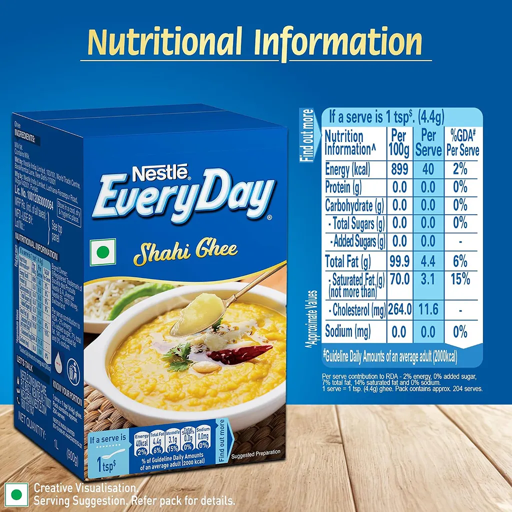 Nestlé EVERYDAY Shahi Ghee 1 L Pure Milk Fat for Cooking and Sweets