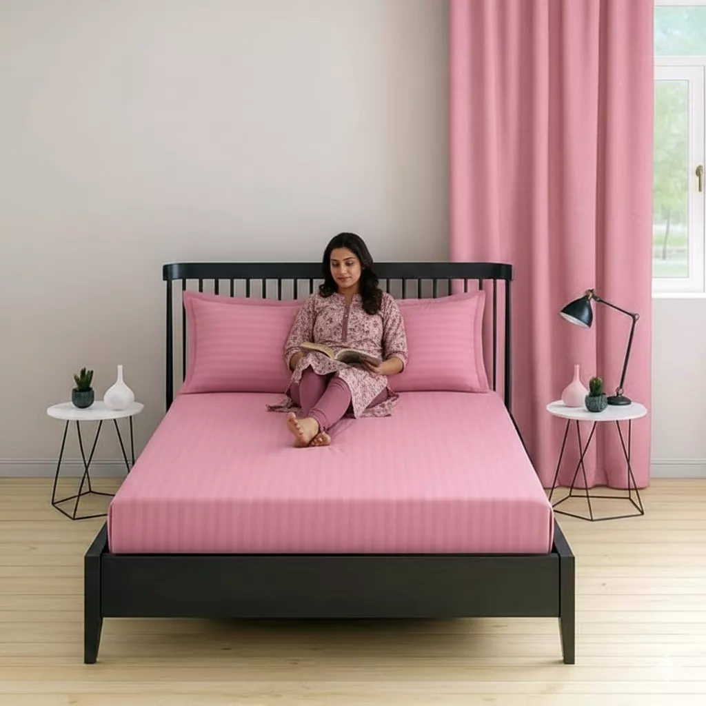 Single Bed Sheet Cotton with 2 Pillow Covers 300TC