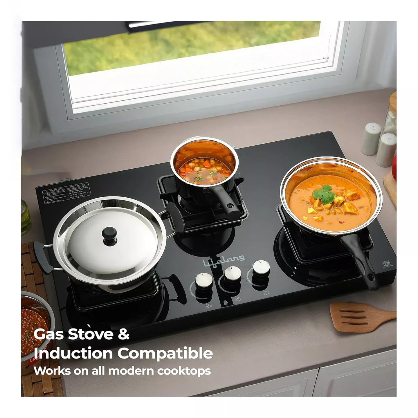 Induction Accessories Lifelong 4 Pc Stainless Steel Cookware Set