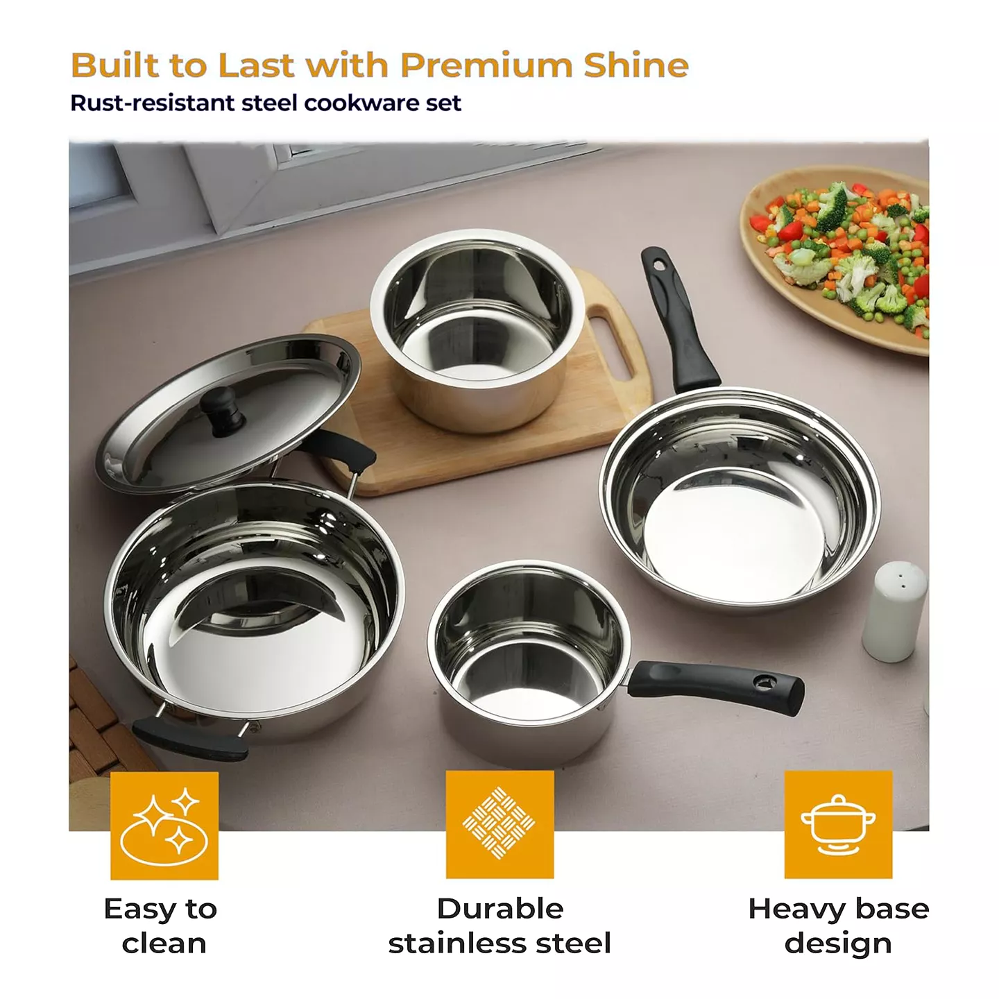 Induction Accessories Lifelong 4 Pc Stainless Steel Cookware Set