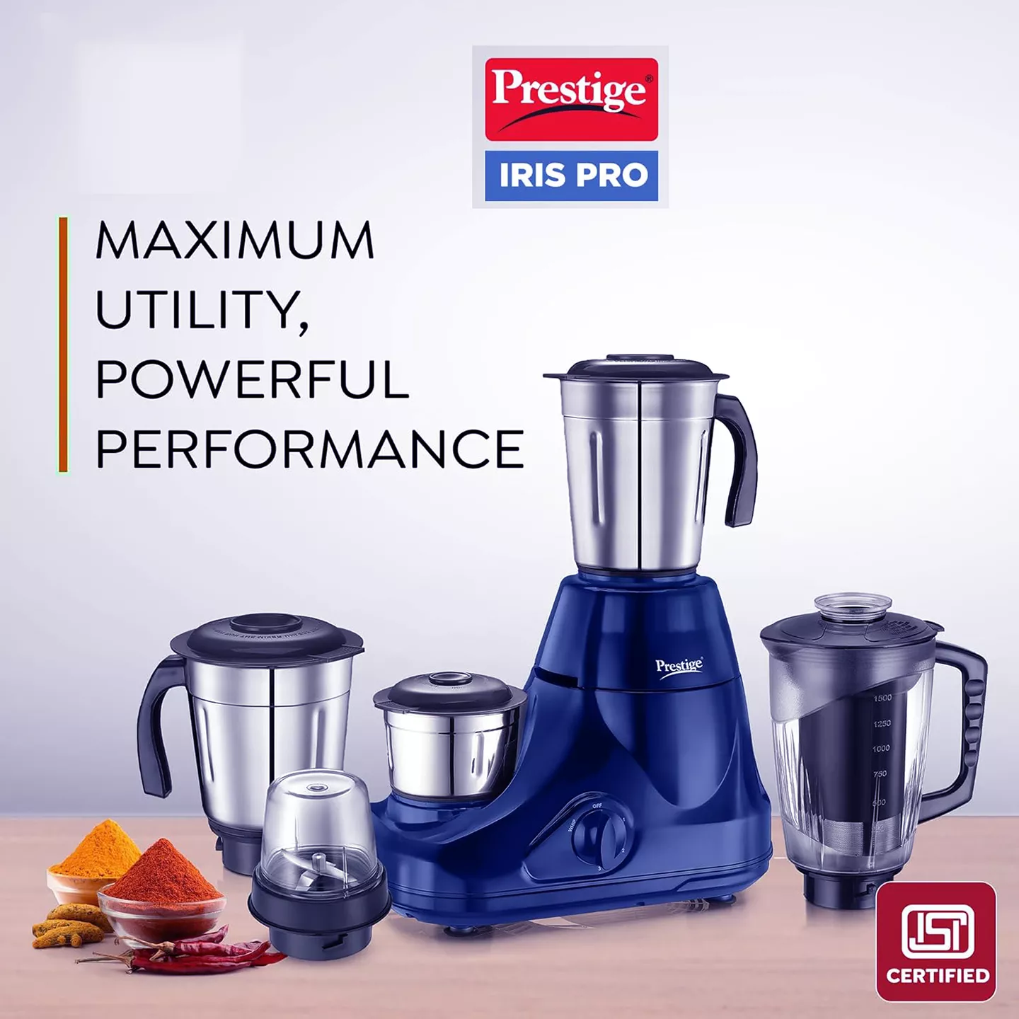 Mixer Grinder 750 Watts Prestige Astra 5 Jars Juicer Blue