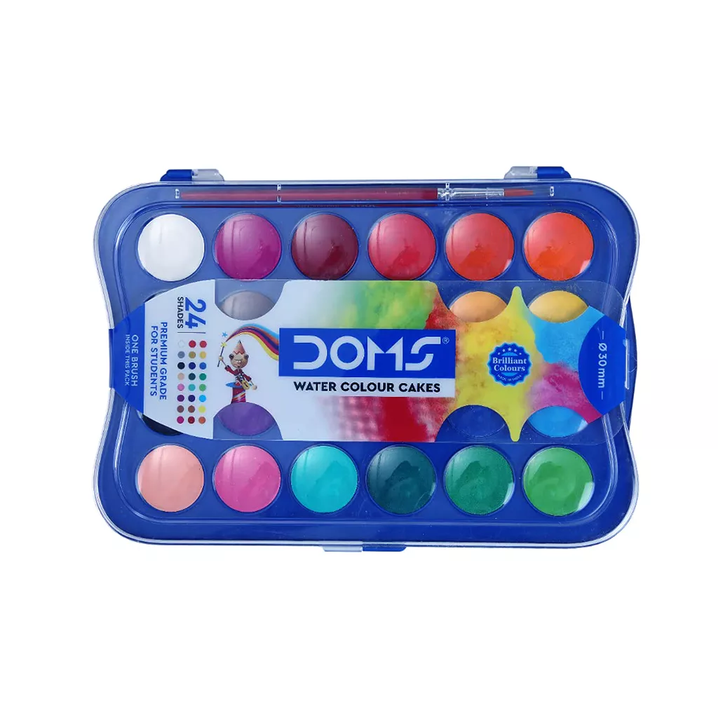Water Colour Tubes Doms 24 Shades Water Colour Cakes with Brush