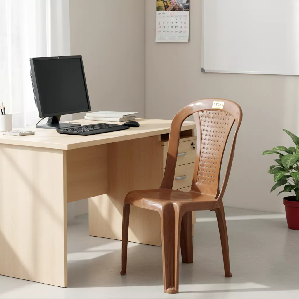 Chair for Home Atlas Brown Plastic Armless Chair Modern 1 Pc